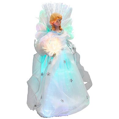 Northlight Color-Changing Fiber Optic Angel with Rose Christmas Tree Topper