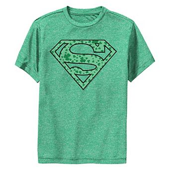 Boys 8-20 DC Comics Superman Clover Print Logo Graphic Performance Tee