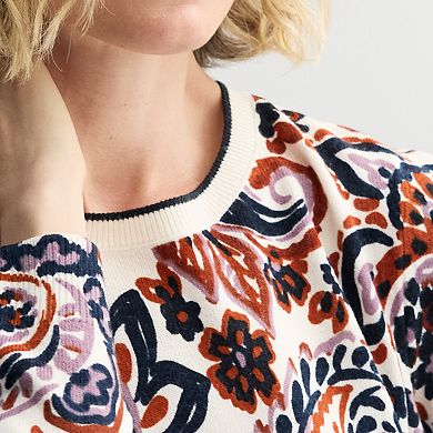 Women's Croft & Barrow® Printed Crew Neck Pullover Sweater