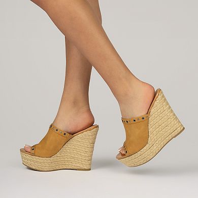 Journee Collection Yari Women's Platform Espadrille Wedge Sandals