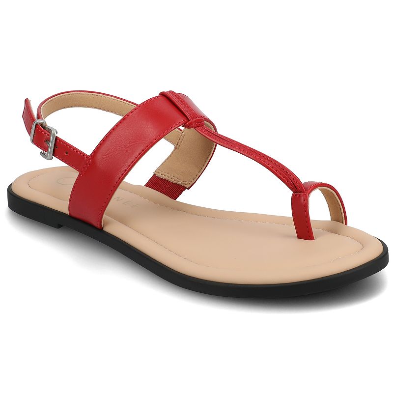 Journee Gerra T-Strap Toe Ring Women's Flat Sandals, 