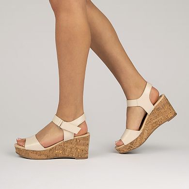 Journee Ranae Ankle Strap Platform Cork Women's Wedge Sandals