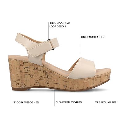 Journee Ranae Ankle Strap Platform Cork Women's Wedge Sandals