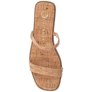 Journee Women's Multi Strap Slide On Flat Sandals