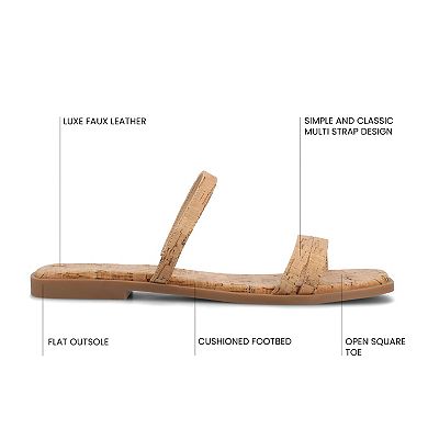 Journee Women's Multi Strap Slide On Flat Sandals