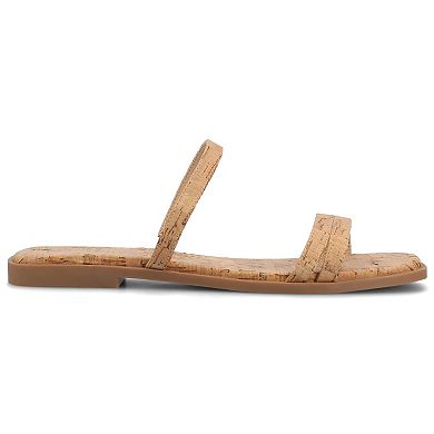 Journee Women's Multi Strap Slide On Flat Sandals