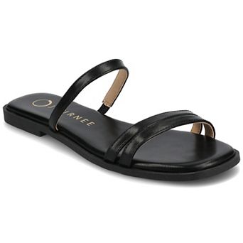 Journee Women's Multi Strap Slide On Flat Sandals