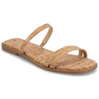 Journee Women's Multi Strap Slide On Flat Sandals
