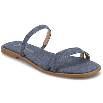 Journee Women's Multi Strap Slide On Flat Sandals