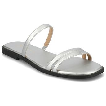 Journee Women's Multi Strap Slide On Flat Sandals