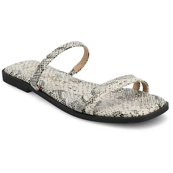 Journee Women's Multi Strap Slide On Flat Sandals