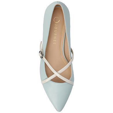 Journee Camby Pointed Toe Covered Block Heel Women's Dress Flats