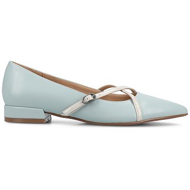 Journee Camby Pointed Toe Covered Block Heel Women's Dress Flats