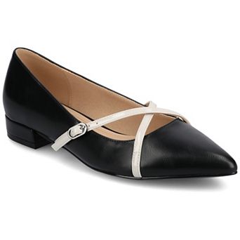 Journee Camby Pointed Toe Covered Block Heel Women's Dress Flats