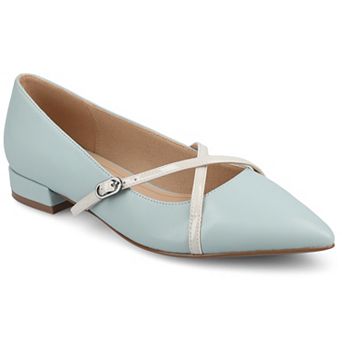 Journee Camby Pointed Toe Covered Block Heel Women's Dress Flats