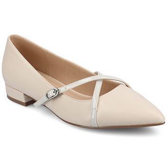 Journee Camby Pointed Toe Covered Block Heel Women's Dress Flats