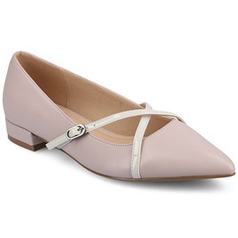 Journee Camby Pointed Toe Covered Block Heel Women's Dress Flats