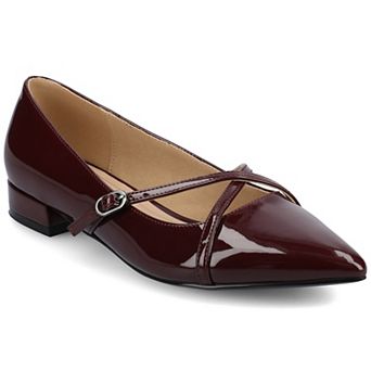 Journee Camby Pointed Toe Covered Block Heel Women's Dress Flats