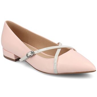 Journee Camby Pointed Toe Covered Block Heel Women's Dress Flats