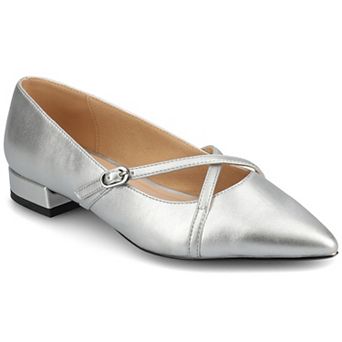 Journee Camby Pointed Toe Covered Block Heel Women's Dress Flats