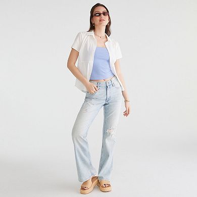 Juniors' Aeropostale High Rise Distressed Flare Jeans