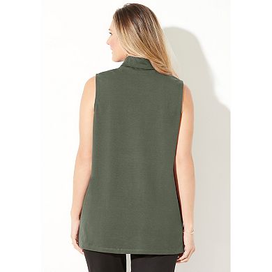Catherines Women's Plus Size Petite Suprema Sleeveless Turtleneck