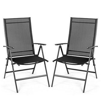 Set Of 2 Adjustable Portable Patio Folding Dining Chair Recliners