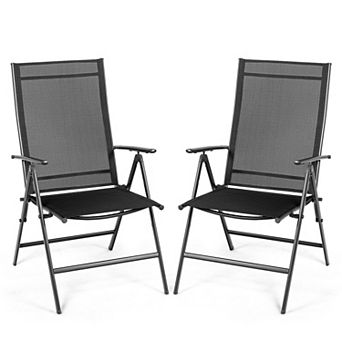 Set Of 2 Adjustable Portable Patio Folding Dining Chair Recliners