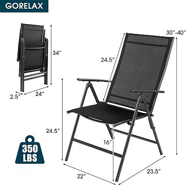 Set Of 2 Adjustable Portable Patio Folding Dining Chair Recliners