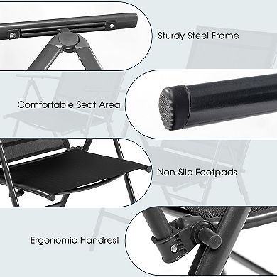 Set Of 2 Adjustable Portable Patio Folding Dining Chair Recliners