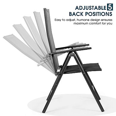Set Of 2 Adjustable Portable Patio Folding Dining Chair Recliners