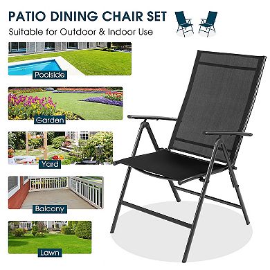 Set Of 2 Adjustable Portable Patio Folding Dining Chair Recliners
