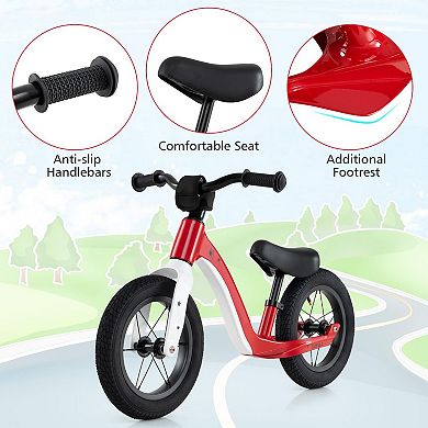 12-inch Balance Bike With Adjustable Seat And Rotatable Handlebar For Over 36 Months Old