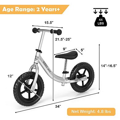 Aluminum Adjustable No Pedal Balance Bike For Kids
