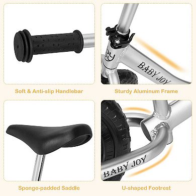 Aluminum Adjustable No Pedal Balance Bike For Kids