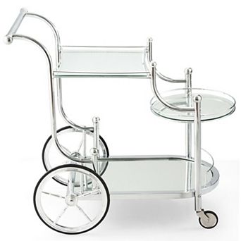 Kitchen Rolling Bar Cart With Tempered Glass Suitable For Restaurant And Hotel