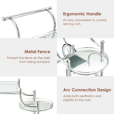Kitchen Rolling Bar Cart With Tempered Glass Suitable For Restaurant And Hotel