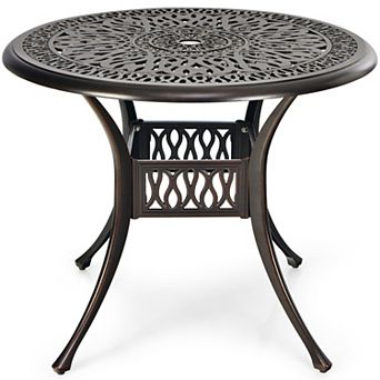 36 Inch Patio Round Dining Bistro Table With Umbrella Hole