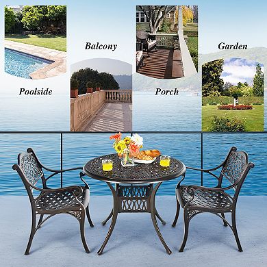 36 Inch Patio Round Dining Bistro Table With Umbrella Hole