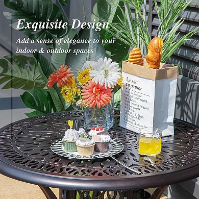 36 Inch Patio Round Dining Bistro Table With Umbrella Hole