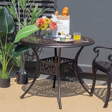 36 Inch Patio Round Dining Bistro Table With Umbrella Hole