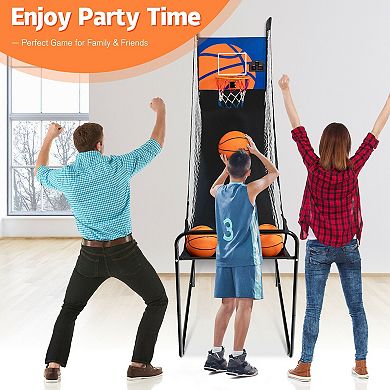 Foldable Single Shot Basketball Arcade Game With Electronic Scorer And Basketballs