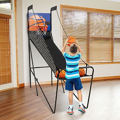 Foldable Single Shot Basketball Arcade Game With Electronic Scorer And Basketballs