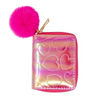 Kid's Shiny Dotted Heart Wallet