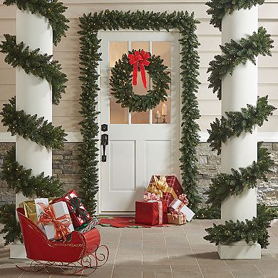 BrylaneHome Pre-Lit Arrow-Tip 9' Garland
