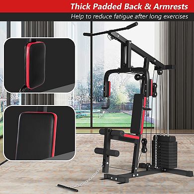 Home Gym System Multifunction Cross Trainer with 100 Lb Weight Stack