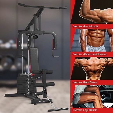 Home Gym System Multifunction Cross Trainer with 100 Lb Weight Stack