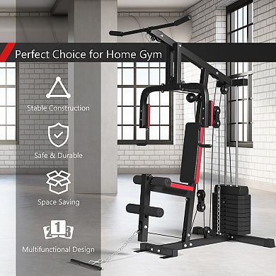 Home Gym System Multifunction Cross Trainer with 100 Lb Weight Stack