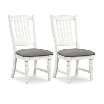 Set of 2 Dining Chairs Kitchen Side Chair with Solid Wood Legs-White