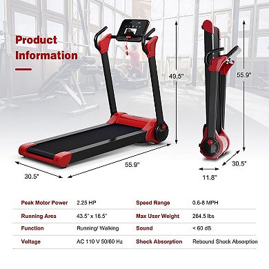 2.25 Hp Electric Motorized Folding Running Treadmill Machine With Led Display